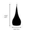 Modern Black Teardrop Pendant Ceiling Light - Adjustable Cable