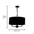 Modern Korus 3 Light Ceiling Light - Satin Silver Finish with Grey Shade
