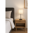 Stockholm Black Cup Stick Table Lamp with Grey Linen Cylinder Shade