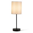 Stockholm Black Cup Stick Table Lamp with Grey Linen Cylinder Shade