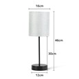 Stockholm Black Cup Stick Table Lamp with Grey Linen Cylinder Shade
