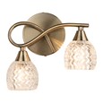 Hendon Antique Brass Twin Double Wall Light with Crystal Glass Shades