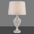 Hepburn Large Crystal Glass Table Lamp with Matching Grey Linen Shade - Silver