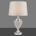 Hepburn Chrome Crystal Glass Table Lamp with Grey Linen Shade