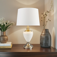 Hepburn Large Ceramic Table Lamp with Matching Shade - Cream & Gold