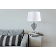 Hepburn Large Ceramic Table Lamp with Ivory Pleated Shade - Modern Grey & Silver