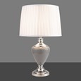 Hepburn Large Ceramic Table Lamp with Ivory Pleated Shade - Modern Grey & Silver