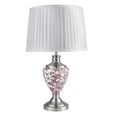 Hepburn Large Ceramic Table Lamp with Ivory Pleated Shade - Red Print & Silver