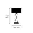 Large X Style Modern Rectangle Statement Table Lamp with Grey Shade - Black