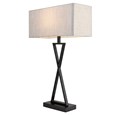 Large X Style Modern Rectangle Statement Table Lamp with Grey Shade - Black