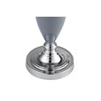 Malham Large Classic Ceramic Table Lamp with Shade - Grey and Satin Silver