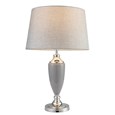 Malham Large Classic Ceramic Table Lamp with Shade - Grey and Satin Silver