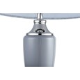 Malham Large Classic Ceramic Table Lamp with Shade - Grey and Satin Silver