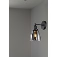 Echo Black Switched Modern Industrial Wall Light - Smoked Glass Shade