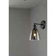 Echo Black Switched Wall Light - Smoke Glass