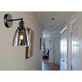 Echo Black Switched Modern Industrial Wall Light - Smoked Glass Shade