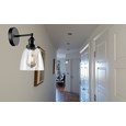 Echo Black Unswitched Modern Industrial Wall Light - Clear Glass Shade
