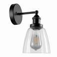 Echo Black Unswitched Modern Industrial Wall Light - Clear Glass Shade