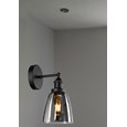 Echo Black Unswitched Modern Industrial Wall Light - Smoked Glass Shade