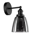 Echo Black Unswitched Modern Industrial Wall Light - Smoked Glass Shade