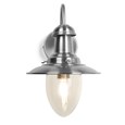 Fisherman Style Unswitched Wall Light - Satin Silver with Seeded Glass Shades