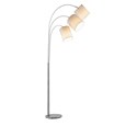 3 Head Arc Adjustable Floor Lamp with Grey Linen Shades Modern Design