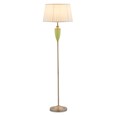 Malham Large Ceramic Floor Lamp with Ivory Pleated Shade - Green & Antique Brass