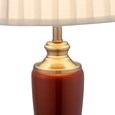 Malham Large Ceramic Floor Lamp with Ivory Pleated Shade - Red & Antique Brass
