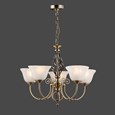 Kingswood 5 Light Ceiling Light with Alabaster Glass Shades - Antique Brass