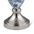 Malham Small Table Lamp with Matching Shade - Modern White, Blue, Silver