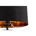 Arezo Black Glass Cylinder Table Lamp CW Gold Lined Black Shade