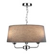 Korus Ceiling Chain 3 Light Satin Silver Finish Matching Modern Grey Shade