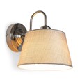Korus Modern Silver Wall Light with Grey Drum Shade - Uplight/Downlight