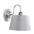 Korus Modern Silver Wall Light with Grey Drum Shade - Uplight/Downlight