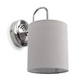 Korus Modern Silver Wall Light with Grey Cylinder Shade - Uplight/Downlight