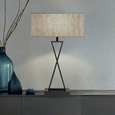 Large X Style Modern Rectangle Statement Table Lamp with Blue Shade - Black