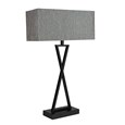 Large X Style Modern Rectangle Statement Table Lamp with Blue Shade - Black