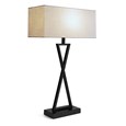 Large X Modern Rectangle Statement Table Lamp with Ivory White Shade - Black