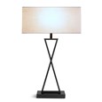 Large X Modern Rectangle Statement Table Lamp with Ivory White Shade - Black