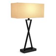 Large X Style Modern Rectangle Statement Table Lamp with Natural Shade - Black
