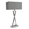 Large X Style Modern Rectangle Statement Table Lamp with Blue Shade - Silver