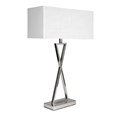 Large X Style Modern Rectangle Statement Table Lamp with Ivory Shade - Silver
