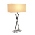 Large X Style Modern Rectangle Statement Table Lamp with Natural Shade - Silver