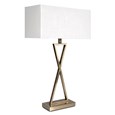 Large X Modern Rectangle Statement Table Lamp with Ivory Shade - Antique Brass