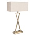 Large X Modern Rectangle Statement Table Lamp with Natural Shade - Antique Brass