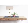 Large X Modern Rectangle Statement Table Lamp with Natural Shade - Antique Brass