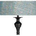 Messini Large Black Elegant Candlestick Table Lamp with Blue Gold Shade
