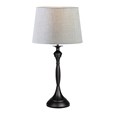 Messini Large Black Elegant Candlestick Table Lamp with Grey Linen Shade