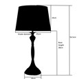 Messini Large Black Elegant Candlestick Table Lamp with Grey Silver Lined Shade