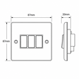 Round Edge Brushed Steel 10AX 3G 2W Switch Plate - Black Insert